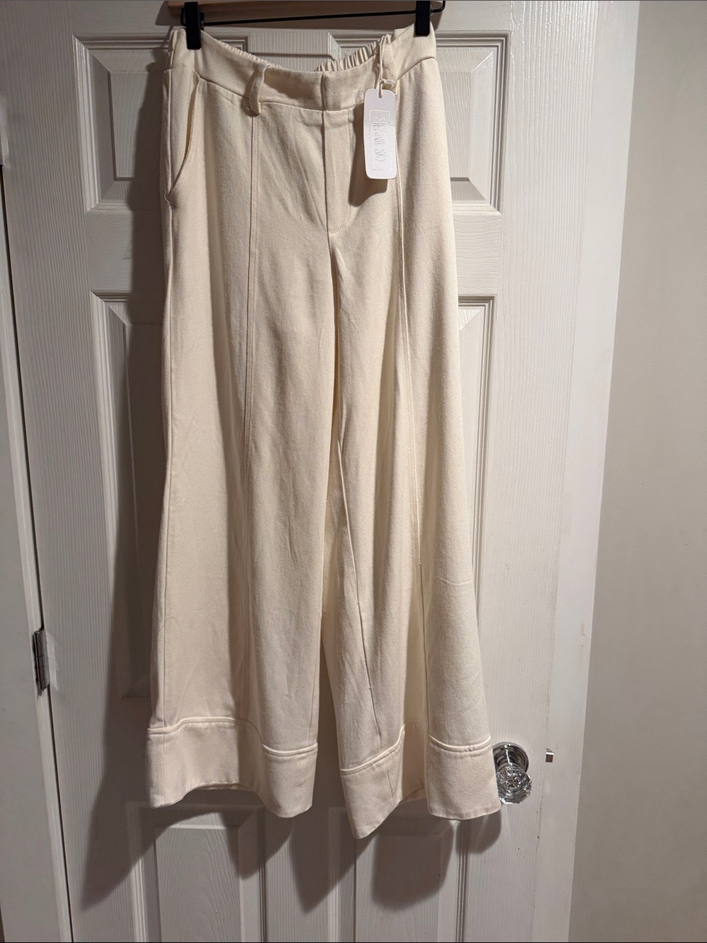 Sienna Sky Cream Wide-Leg Pull-On Pants